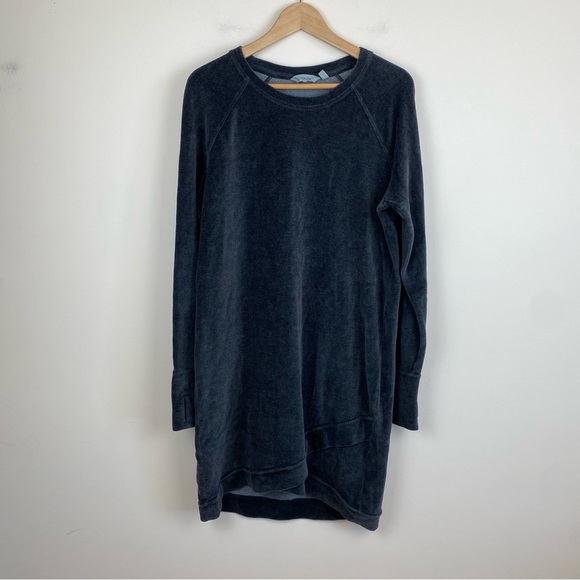 Athleta Velour Criss Cross Dress Charcoal Gray Long Sleeve - Picture 1 of 8
